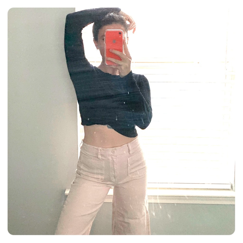 J crew pale pink wide legged cropped pants size 28